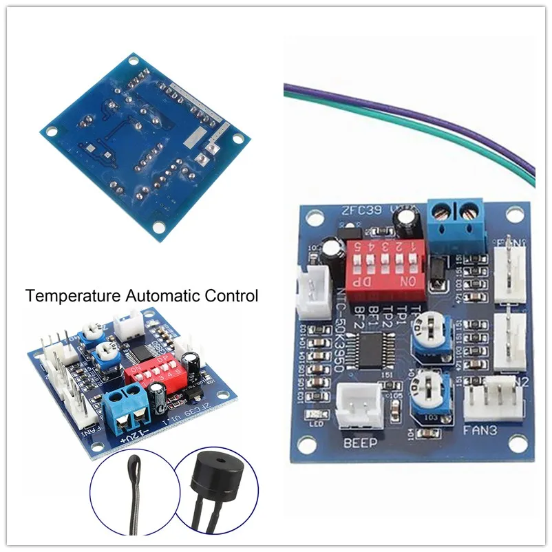 

1PC PWM PC CPU Fan 12V 5A Temperature Control Speed Controller Board Speed Controller Temperature Probe Buzzle