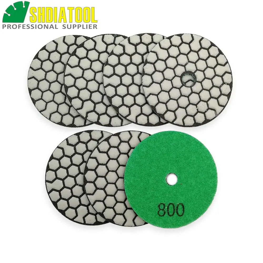 SHDIATOOL 7pcs 3inch 800 Dry Polishing Pads Diameter 80mm Resin Bond