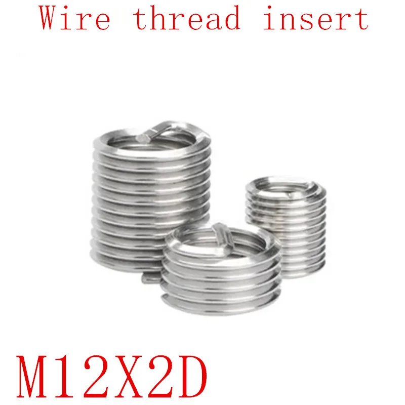 

10Pcs M12*2D Stainless Steel Coiled Wire Helical Screw Thread Inserts M12 Screw Bushing self tapping thread repair tool