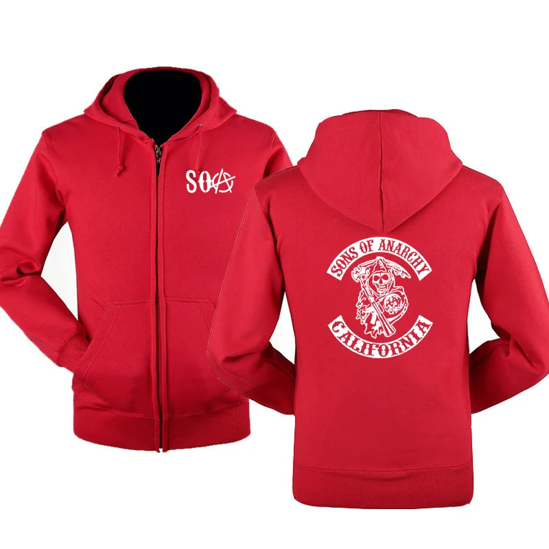  SOA Sons of anarchy the child new Fashion SAMCRO Men Sportswear Zipper Hoodies Male Casual Sweatshi