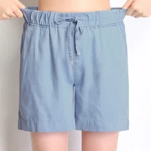 Летние Карманы плюс размер шорты женские средняя талия повседневные женские джинсы свободные манжеты джинсовые шорты брюки