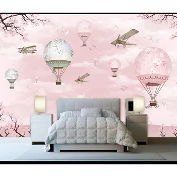 

Kids Room Wall Paper Mural Cartoon Balloon Photo Wallpaper Children's Room Papel De Parede 3D Self Adhesive Vinyl/Silk Wallpaper