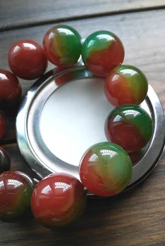 

Natural Brazil red green agate crystal transport Bracelet big beads 20mm