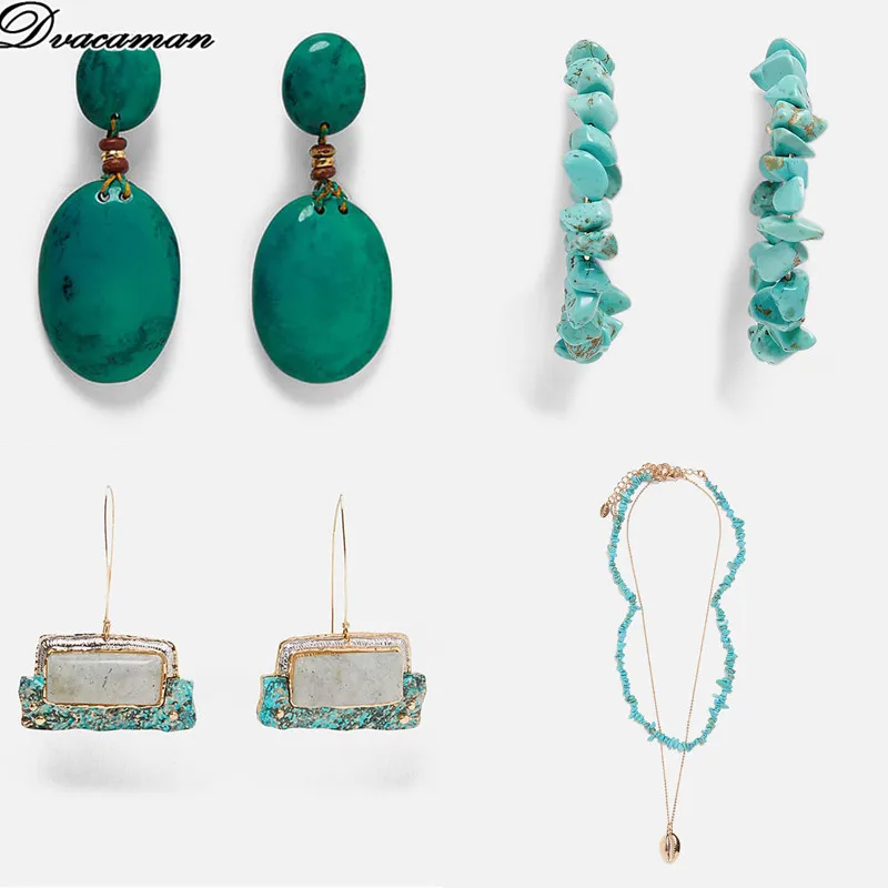 

Dvacaman Bohemian ZA Handmade Big Resin Drop Earrings Women 2019 Trendy Green Color Maxi Statement Earrings Dangle Party Jewelry