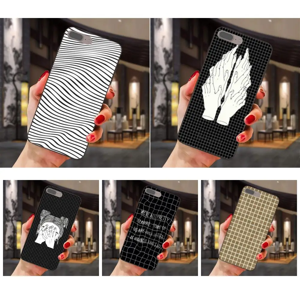 

Black And White Grid Printing Drawing TPU For Huawei nova 2 Plus 2S 3i 4 4e Y3 Y5 II Y6 Y7 Y9 Lite Plus Prime 2017 2018 2019