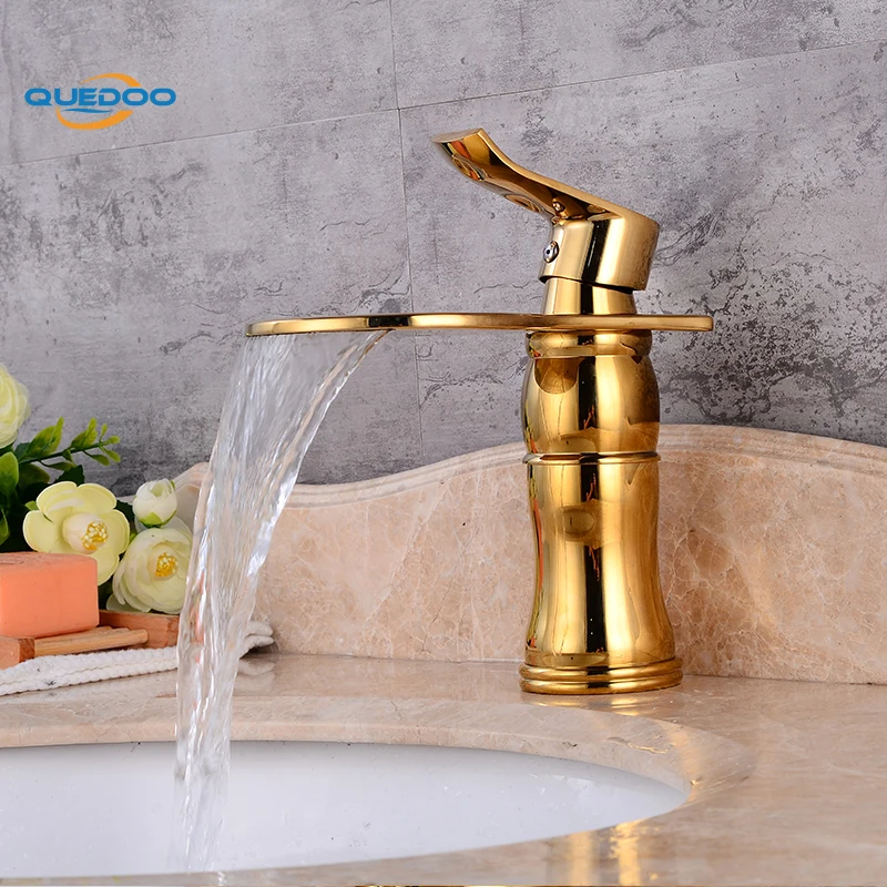 Смеситель для ванны раковины латунь золото готовой кран Раковина кран смесителя горячей холодной воды смесители для ванной комнаты