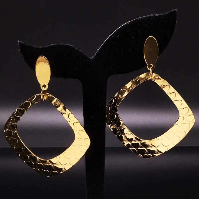 

2019 Fashion Stainless Steel Earrings for Women Jewelry Big Gold Color Round Trendy Punk Earrings Jewelry boucle oreille E612388