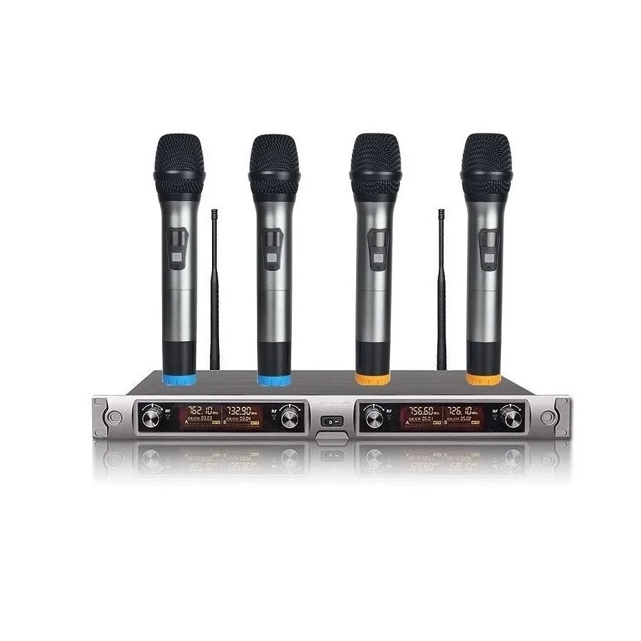 

Bolymic Brand New Professional stage Vocal Microphone microfono UHF 4 Channels Radio Microphone Wireless microfoon System