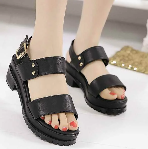 buckle gladiator sandals 2016 fashion Ladie's Peep Toe Cuban Platform Chunky Thick Sole High Heel Shoe Sandals Boots eur35-40 |