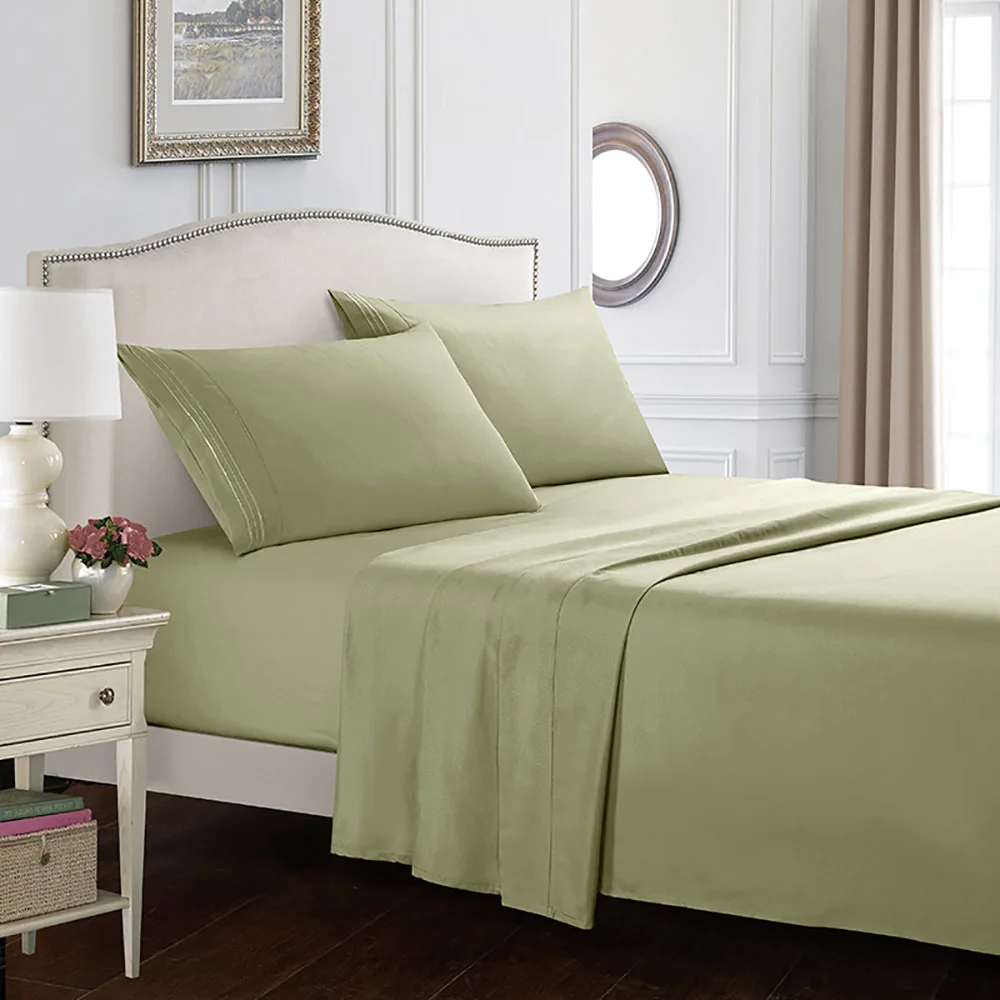 light green Sanbest простыня с наволочкой 4 шт. Наматрасники Натяжные простыни наборы с эластичным для King size постельное белье наборы JF00001 - Цвет: light green