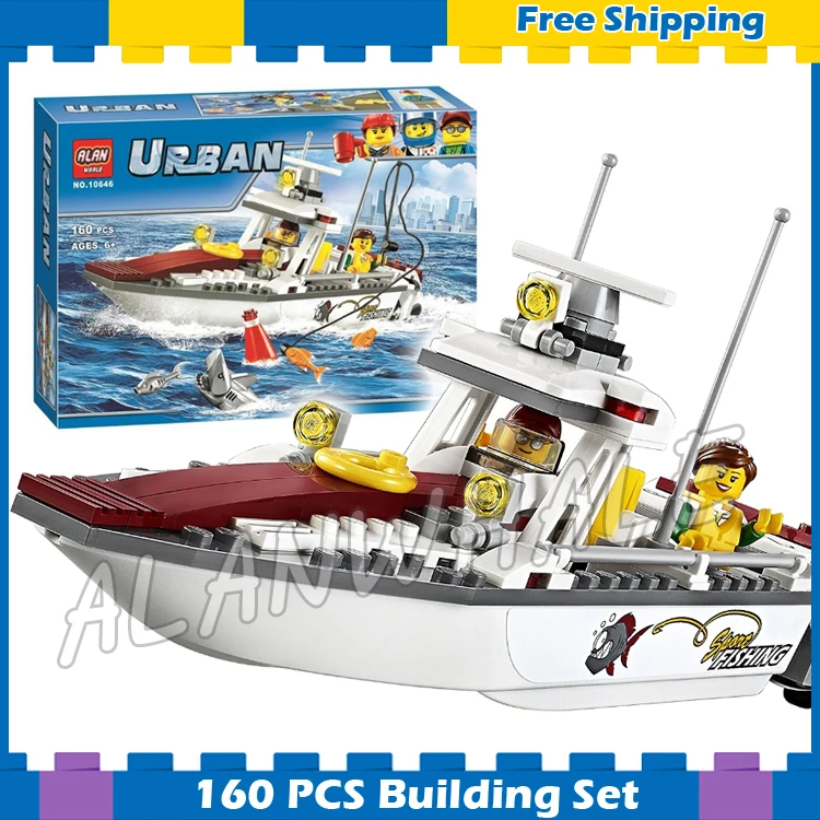 

160pcs City Great Vehicles Fishing Boat Speedboat Model Building Blocks 10646 Assemble Gifts sets Children Compatible With Lego