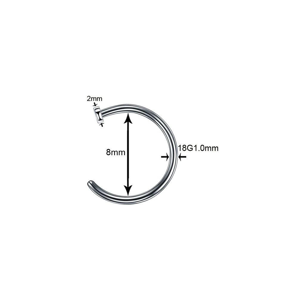 1 шт G23 Titanium18G 20G Нос Пирсинг Ноздря C клип для губ пирсинг носа серьги обруча пирсинг носа заклепки ноздрю пирсинг - Окраска металла: 18G 1.0x8x2mm