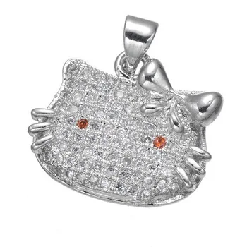 Nice Gift High Quality Cute Hello Kitty Pendant Crystal Zircon Stone Kitty Cat Cjarm Pendant Jewelry For Necklace Bracelet