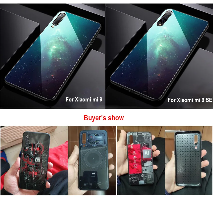 Aixuan Glass Case For Xiaomi mi 9/Mi9 Explorer/Xiaomi mi 9 SE Case painted Tempered Glass Silicon Protective full Cover Cases