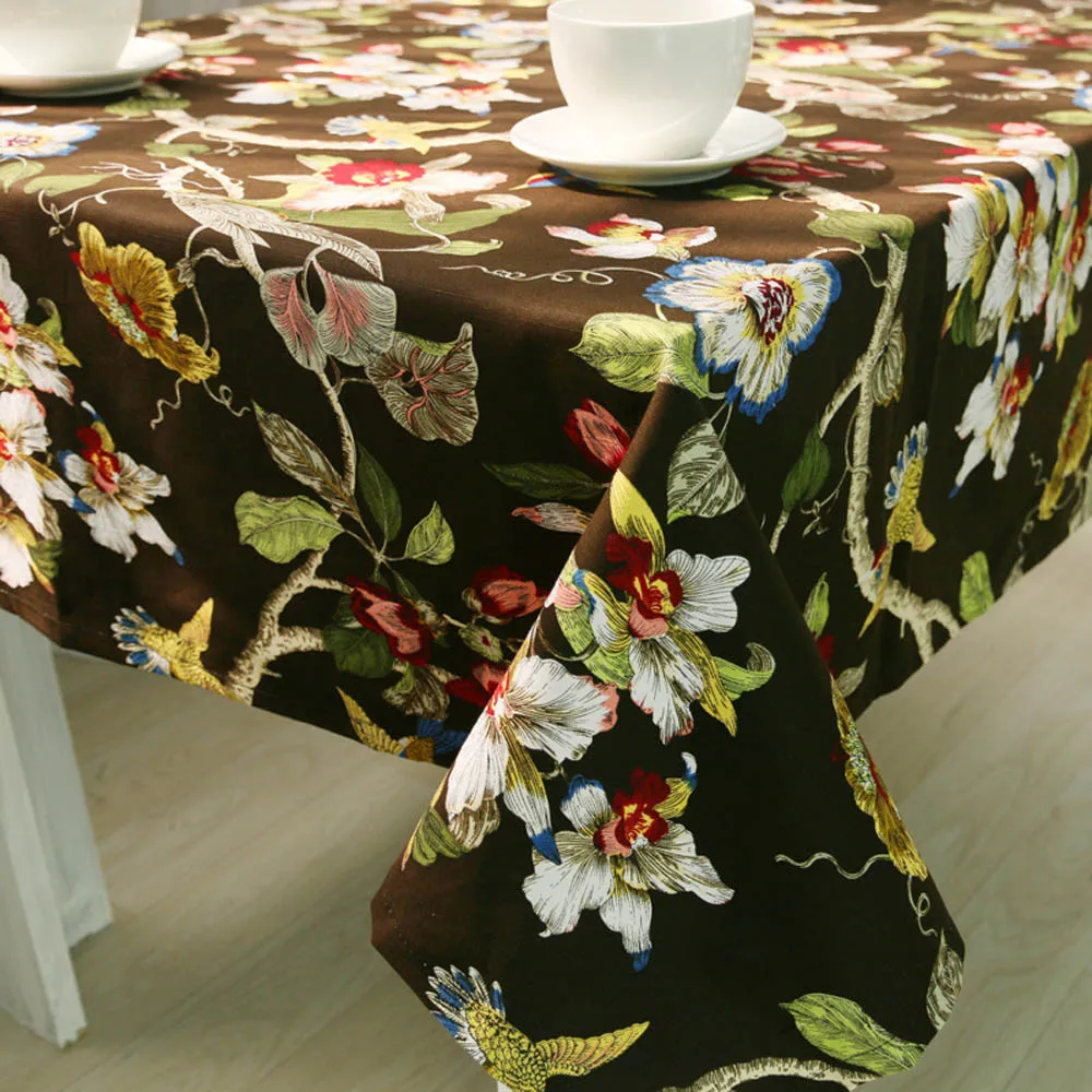 Hot Sale 4 Design Pastoral Floral Home Kitchen Table Cloth Wedding Party Table Cover Multi Size Hotel Coffee Tablecloth Cotton