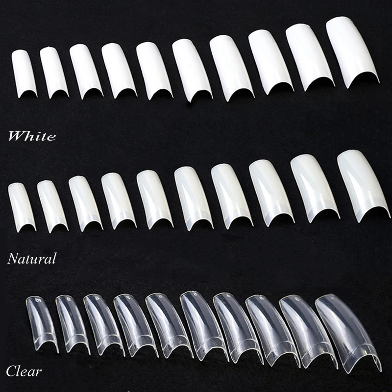 Nails Fake Tips 10 Size White French Nail Tips 500pcs Completely Curved Nail Art Flase Tips