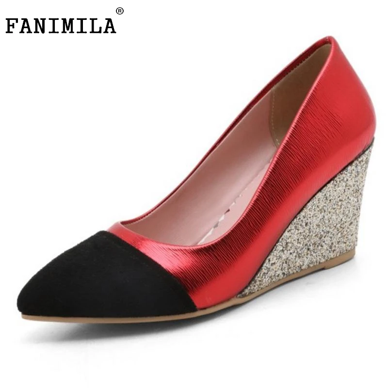Size 33 43 Female High Heel Shoes Women Wedges Mixed Color High Heels Pumps Fashion Ladies