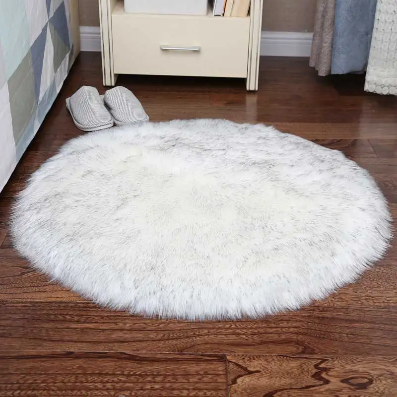 Мягкие круглые из искусственной шерсти ковер Гостиная Кофе настольная Подушка Диван Плюшевые пушистый ковер Спальня белый меховые коврики окна большой мат