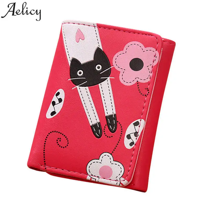 Aelicy роскошный популярный женский кошелек с рисунком кошки короткий держатель