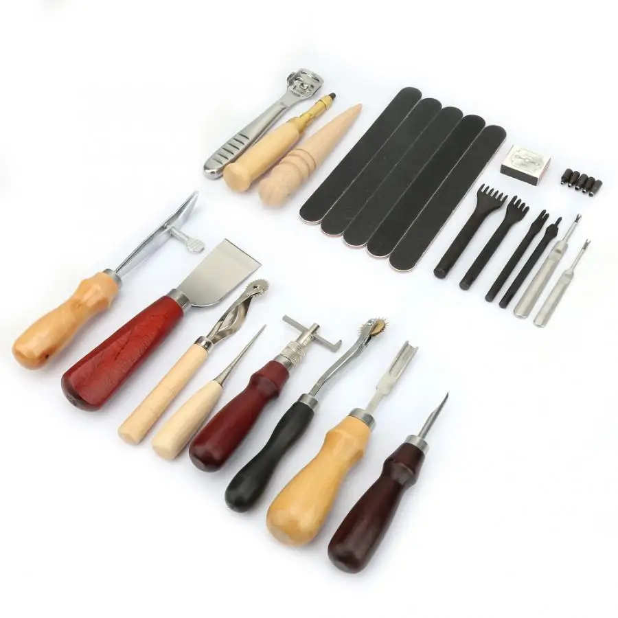 

20Pcs/Set DIY Leather Craft Tools Punch Kit For Hand Stitching Sewing Carving Stamping