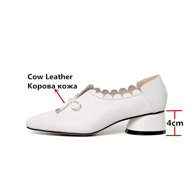 Zapatos Alto Bowtie Tacón marfil La De Partido Negro rosado Boda Primavera Mujeres Las Punta Genuino Mujer Fedonas Bombas Moda Redonda Cómodos Cuero Bomba vTzq6n1wx