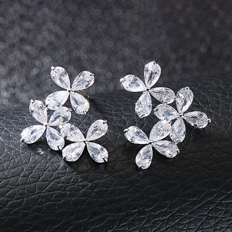 

2018 Fashion 925 Sterling Silver Stackable Daisy Flower Clear CZ Stud Earrings for Women Sterling Silver Jewelry Gift