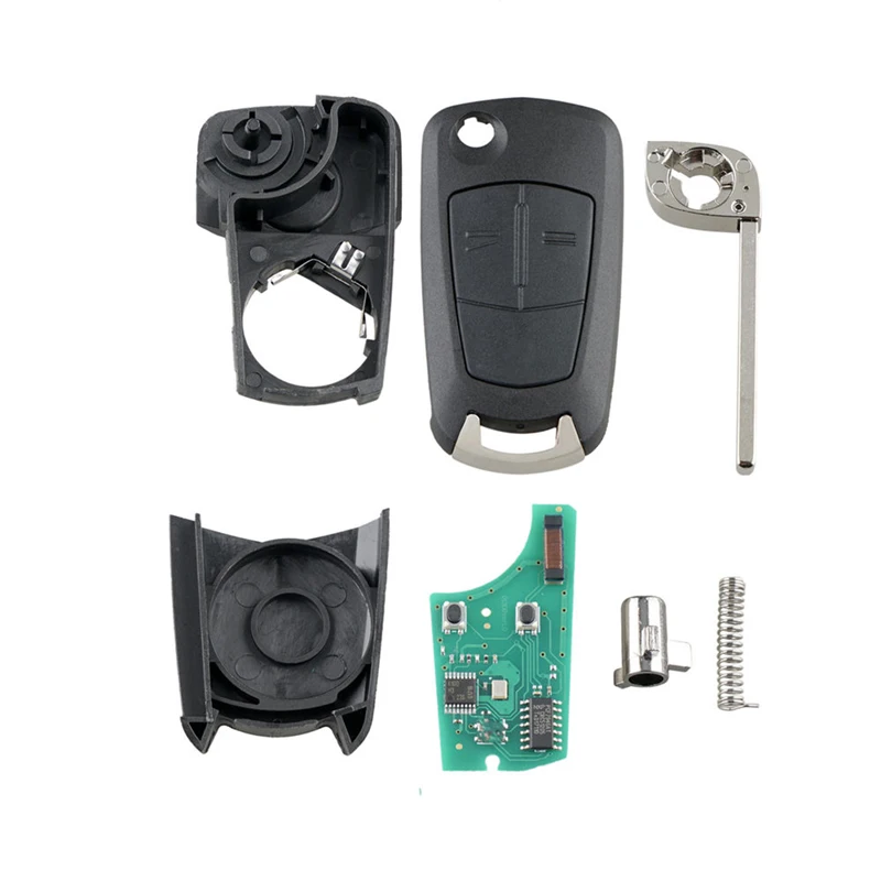

Dzanken 2 Buttons Flip Remote Car Key 433MHz PCF7946 for Vauxhall Opel Vectra C 2002 -2008& Transponder Chip& Uncut Blade