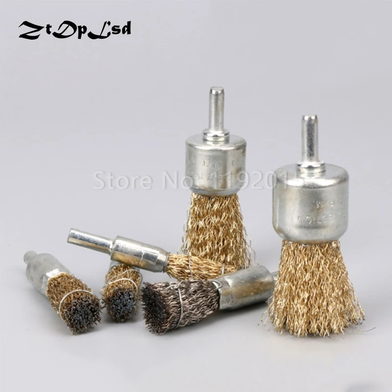 

ZtDpLsd 2Pcs Copper Plating Stainless Steel Wire Wheel Brushes Grinder Rotary Tool 6mm Connecting Rod Polishing Brush Accessorie