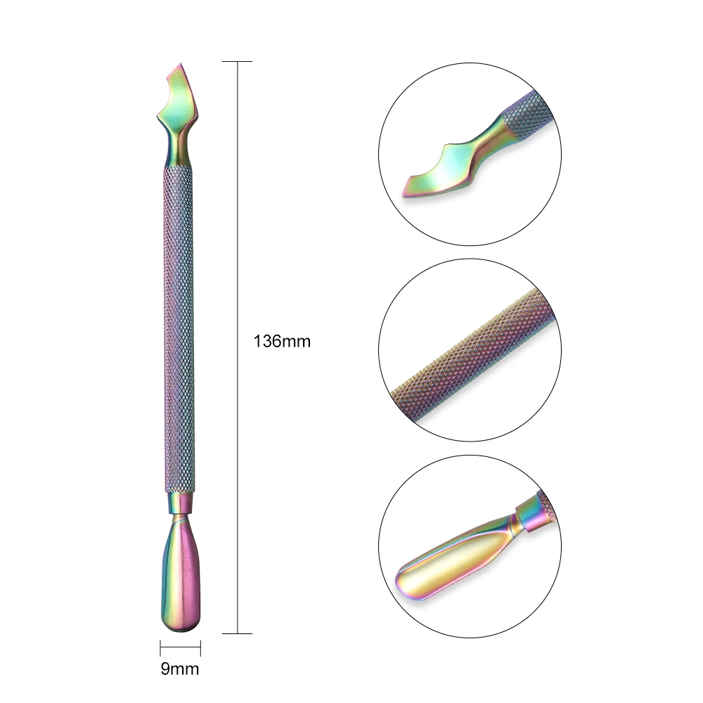 TP 5 шт./компл. ножницы для кутикулы толкатель Набор радужных Нержавеющая сталь Двусторонняя удаляет мертвую кожу средство для удаления кутикулы очиститель пуш-ап салон Инструменты для ухода за глазами