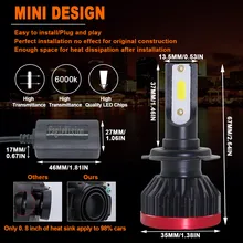 Универсальный 2 шт. H7 Mini EV7 автомобильный передний светодиодный яркие фары лампы Комплект 200 Вт 22000LM 6000 K автомобильные аксессуары