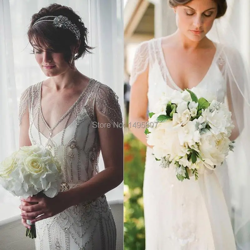 2015 New Arrival Art Deco Wedding Dresses Sheath Open Back With