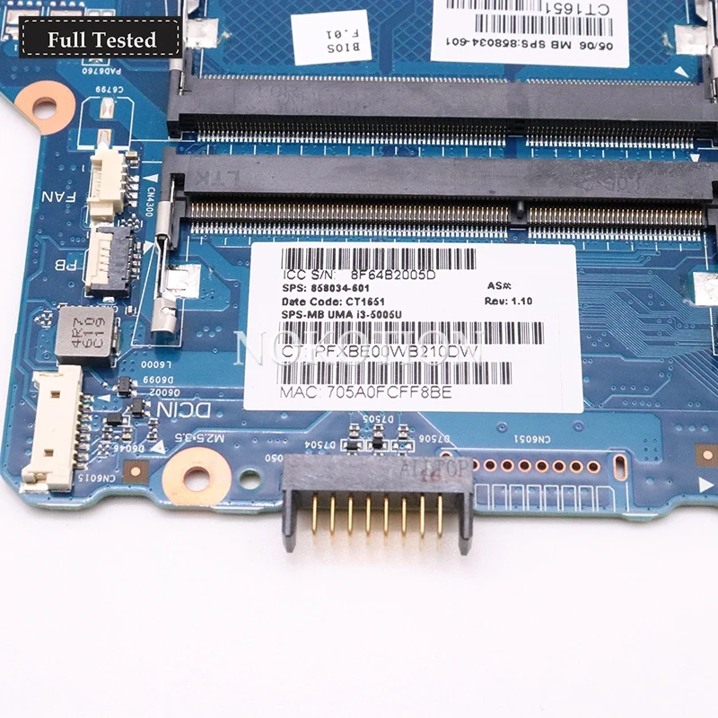 New  NOKOTION 858034-601 858034-001 6050A2823101-MB-A01 Main board for HP 14-AM Notebook laptop Motherbo