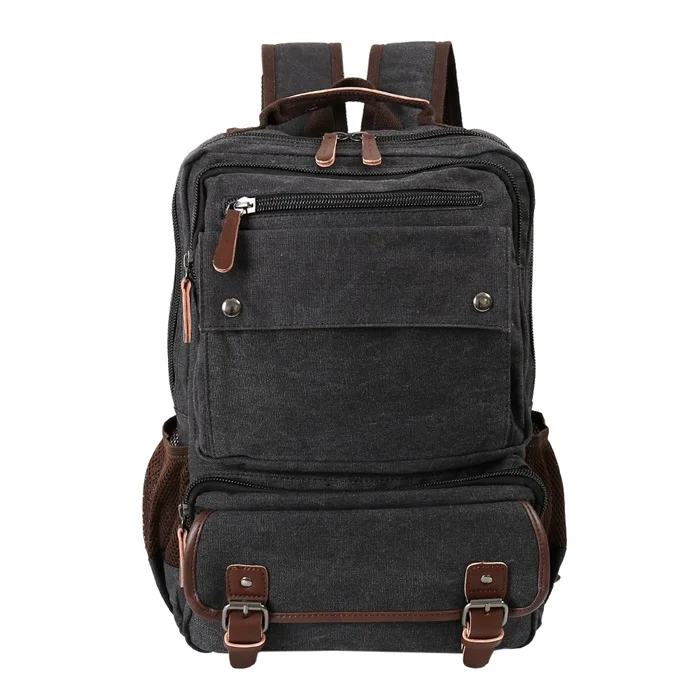 

Hot New Multifunction Fashion Men Backpack Vintage Canvas Backpack Leather School Bag Neutral Portable Wearproof Travel Bag