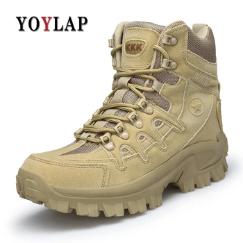 

YOYLAP Men Military Tactical Boots Desert Combat Outdoor boots Army Hiking Travel Botas Leather Autumn Ankle Boots
