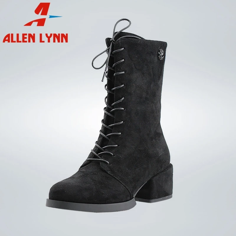 

ALLEN New Luxury Designer Boots Big Size 35-42 Zip Cross Tied Shoes Woman Casual Party Office Spring Autumn Ankle Boots