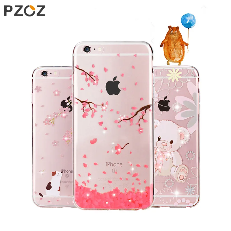 Чехол PZOZ для iphone 6 Оригинальный чехол 6s Plus силиконовый роскошный блестящий милый