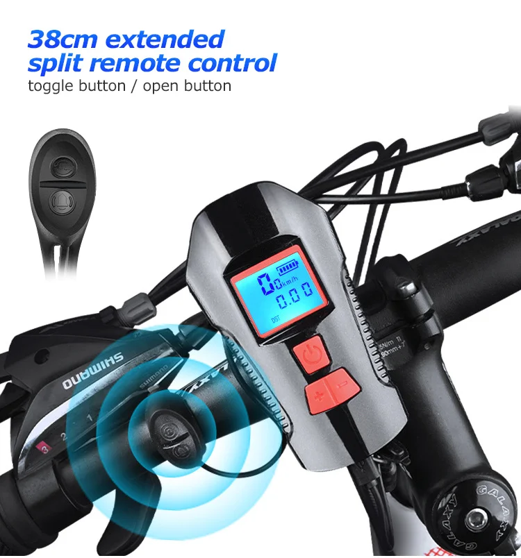 Waterproof Bicycle Front Light with USB Charging, Speed Meter and LCD Screen 18