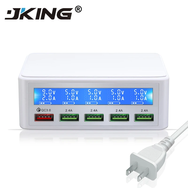 

QC 3.0 Quick Charge 5 Port Usb LCD Display Carregador Multi Mobile Phone Fast Wall Chargeur For Iphone Xiaomi Portatil Cargador