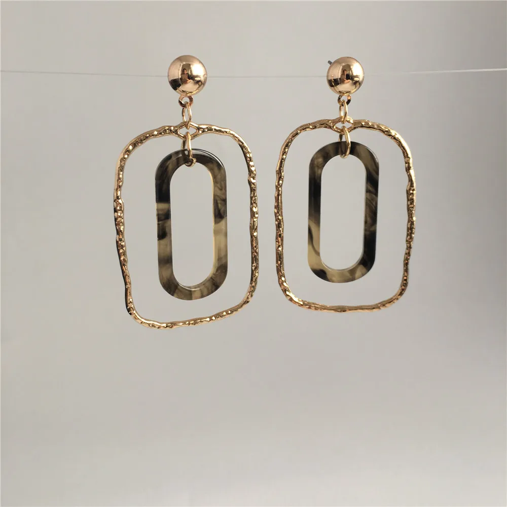 

LUXURY EARRINGS GOLD COLOR PLATING HAMMERED SQUARE DROP EARRING FOR WOMEN GIRL