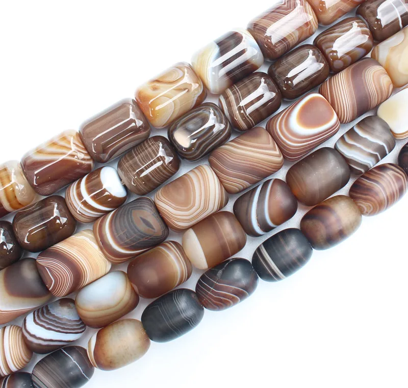 

Frost, smooth Multi Size 13-25mm coffe Color Stripe agates Drum shape beads 15",Can be mixed wholesaled for all items !