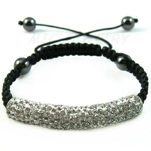 

New Arrival!5*1cm white Micro Pave Long Tube Bending Clay crystal bracelet.Trendy Bracelets!Free Shipping! Hotsale!