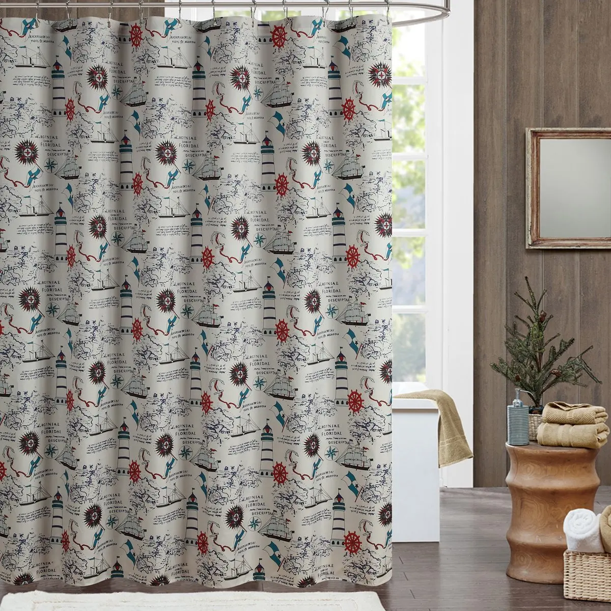 Regatta Vintage Sailing Ocean Mildew Resistant Polyester Shower Curtain