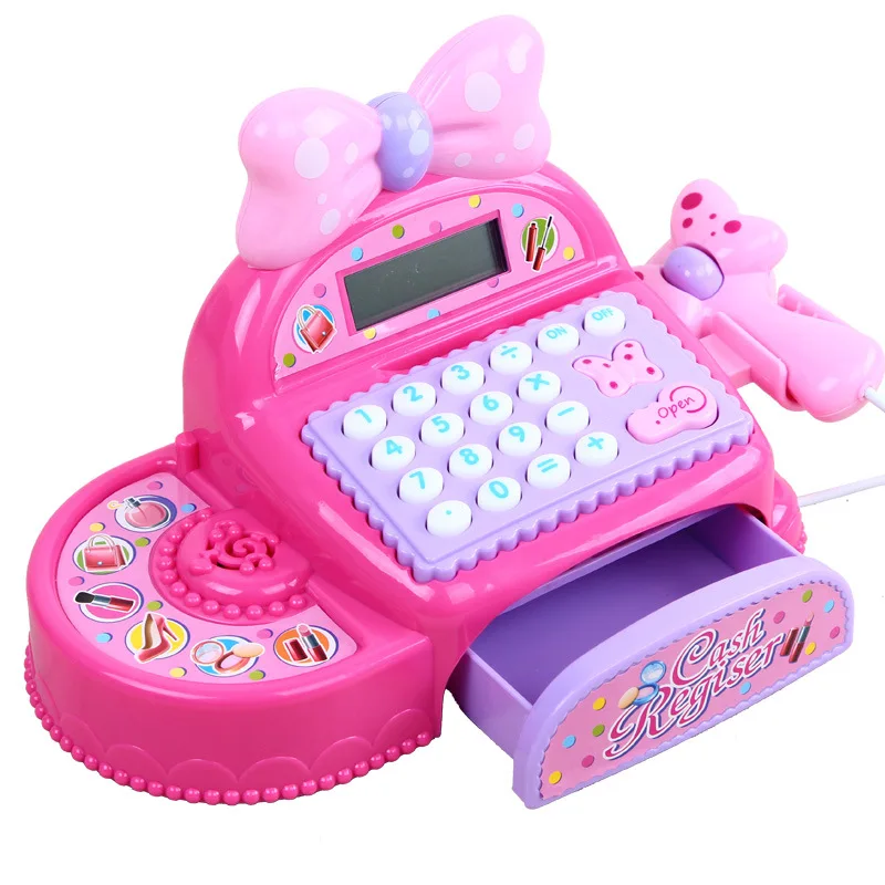 Детский супермаркет кассовый аппарат имитация ролевой игры игрушка девочка подарок на день рождения многофункциональные кассовые игрушки с калькулятором и сканером