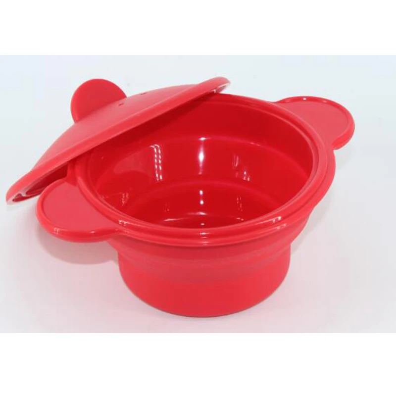 1PCS Red Silicone Steamer Case Steamers Kitchen Gadget Tools Food Steamer Cooking Bowls for Oven Microwave without Draining Tray