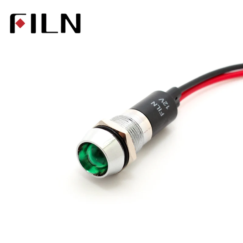 FILN FL1M-12CW-1 12 мм Металл красный зеленый желтый, синий, белый led 220 v Индикатор с 20 см кабель