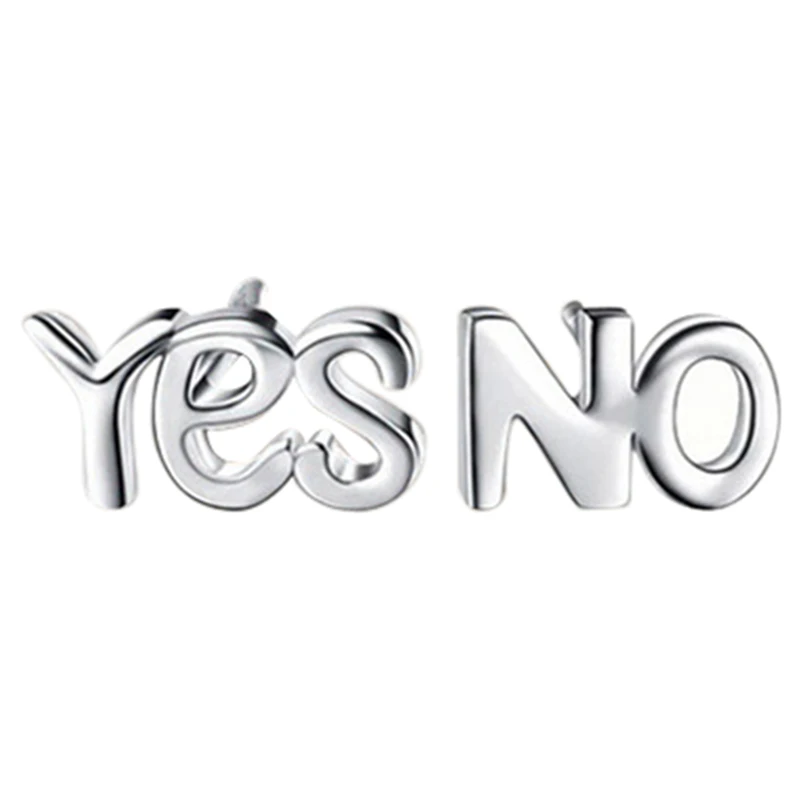 

Silvering cute cute letter YES NO Earrings 7x5mm