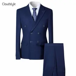 Cloudstyle 2018 Мода Для мужчин Костюмы (куртка + жилет + Штаны) бренд фестиваль мужской две кнопки Slim Fit Бизнес официальная вечеринка костюм одежда