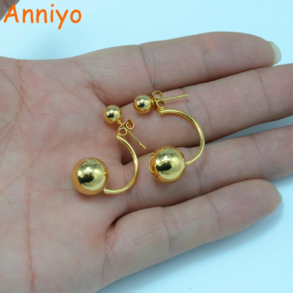 

Anniyo Bead Earrings for Women Gold Color Jewelry Ball Earring African Arab Middle East Papua New Guinea Ethiopian Gift #046106E