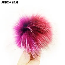 Красочный 15 см настоящее мех енота пом съемный шапочка Hat аксессуары помпон для обуви
