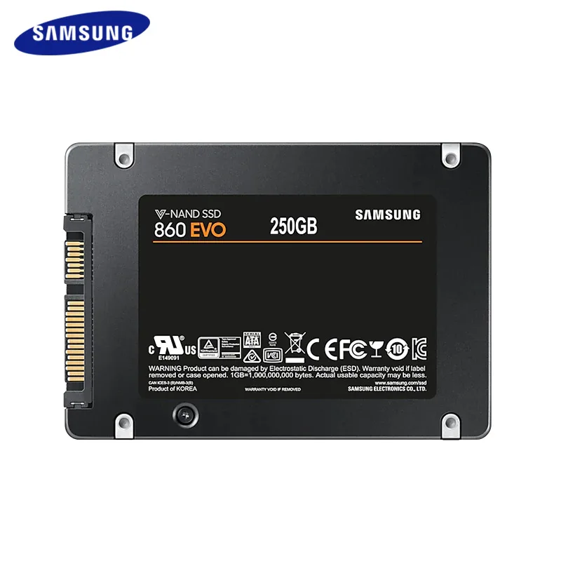 SAMSUNG 860 EVO SSD 250 ГБ 500 Гб Внутренний твердотельный жесткий диск высокая скорость 520 МБ/с./с 1 ТБ SATA 3 для ноутбуков настольных ПК MLC